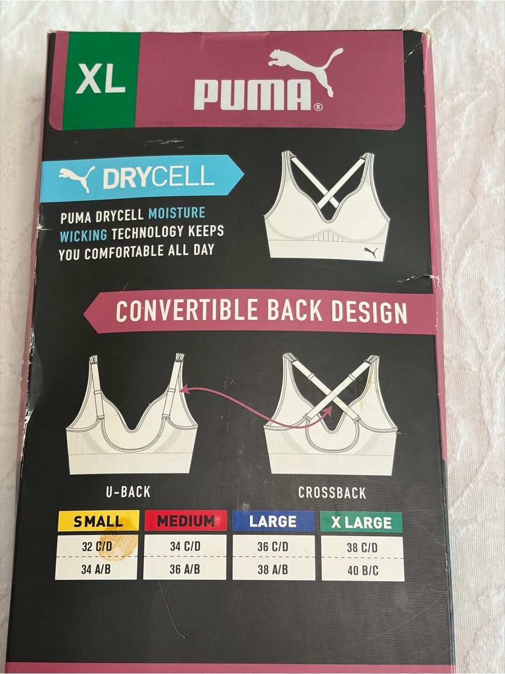 Puma Convertible Back Sports Bra Pack in Pink and Teal Accent - Picture 2 of 7